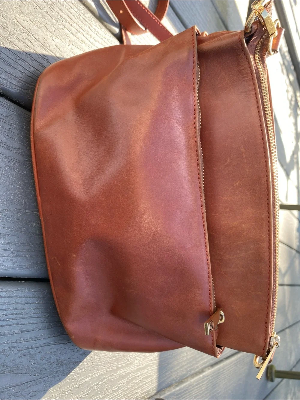 Divina Firenze Lilla Leather Crossbody Purse Cognac Brown Italian Leather Bag